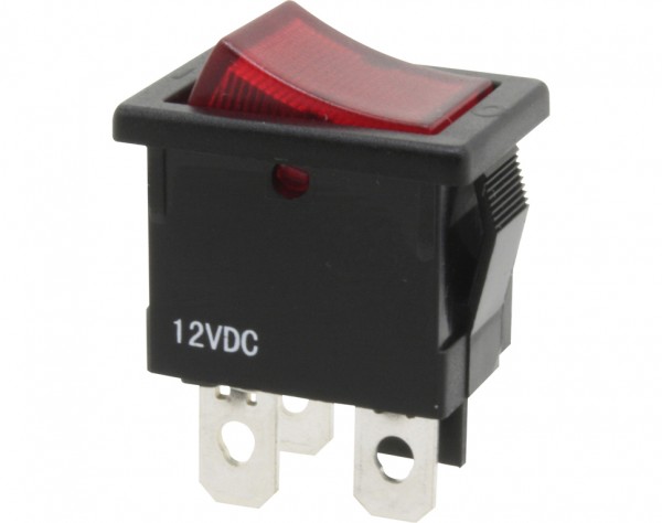 KWS130 - Ausschalter, 1-polig, schwarz, rot beleuchtet, ON-OFF